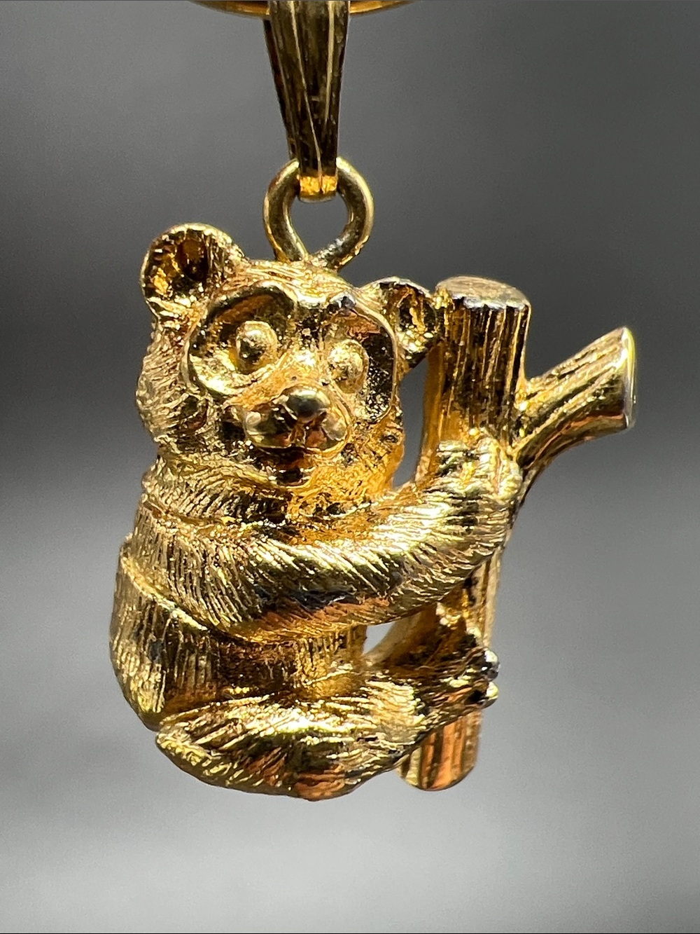 Vintage Crown Trifari Koala Bear Charm Gold Tone Figural Signed Collectible